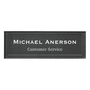 Customer Service Employees Elegant Dark Black Look Name Tag