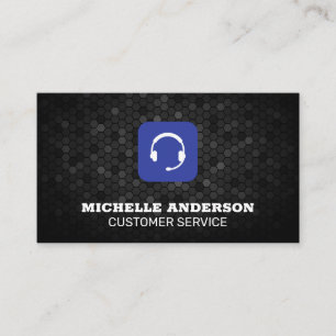 Customer Service Rep Headset Geometric Business Card