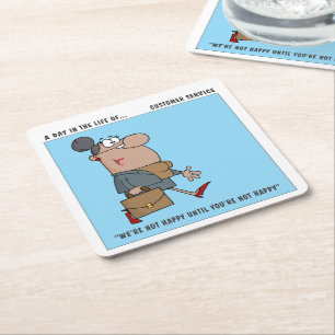 Customer Service Satisfaction Square Paper Coaster