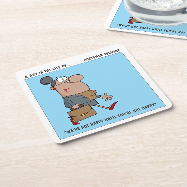 Customer Service Satisfaction Square Paper Coaster (Angled)