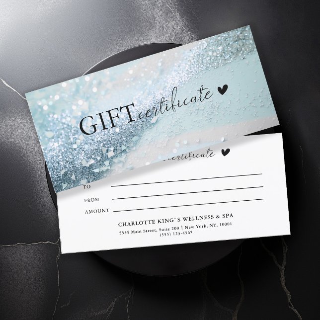 Customer specific, blue-silver glitter, business (Customer specific, trendy, blue-silver, glitter, business gift certificate.)