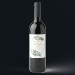 Customer specific Christmas Botanical Wine Label<br><div class="desc">Merry Christmas! Modern,  botanical design in gold green. Edit your product in minutes. By "further personalise",  fonts,  colours and positions can be customised.</div>