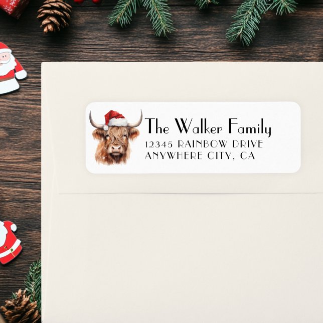  Customer Specific, Christmas Cow with Santa Hat (Christmas Cow Label Sticker)