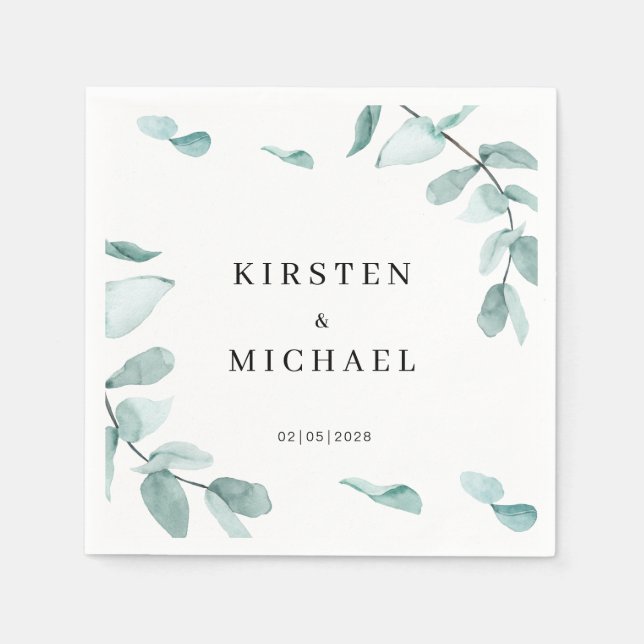 Customer-specific Elegant Eucalyptus Green Napkin (Front)