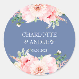 customer-specific floral wedding classic round sticker