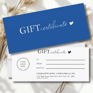 Customer specific, Logo Business Gift Certificate