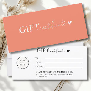 Customer specific, Logo Business Gift Certificate