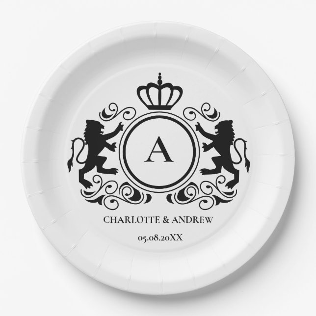 customer specific logo Monogram Wappen Paper Plate (Front)