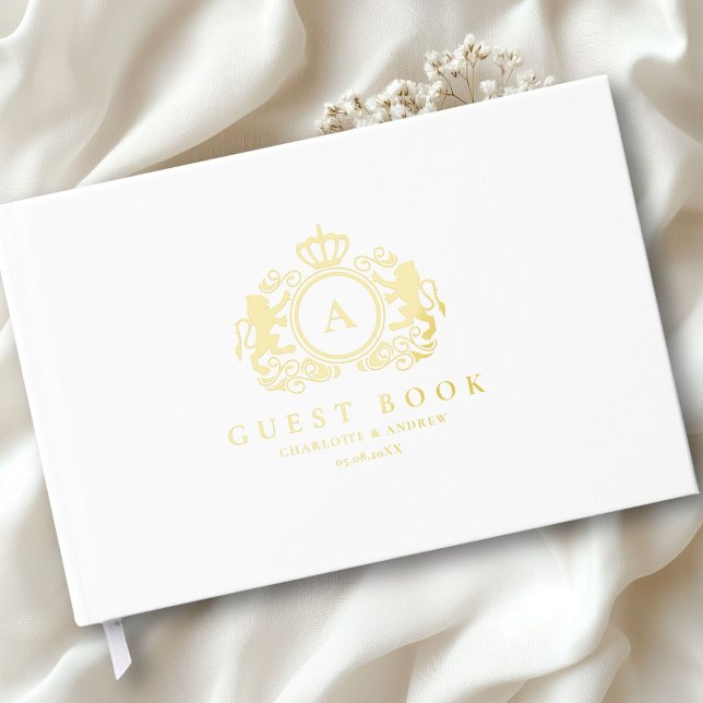 Customer specific Logo Monogram Wedding Guest Book (Customer specific Logo Monogram Foil Wedding Guest Book with your name and date. )