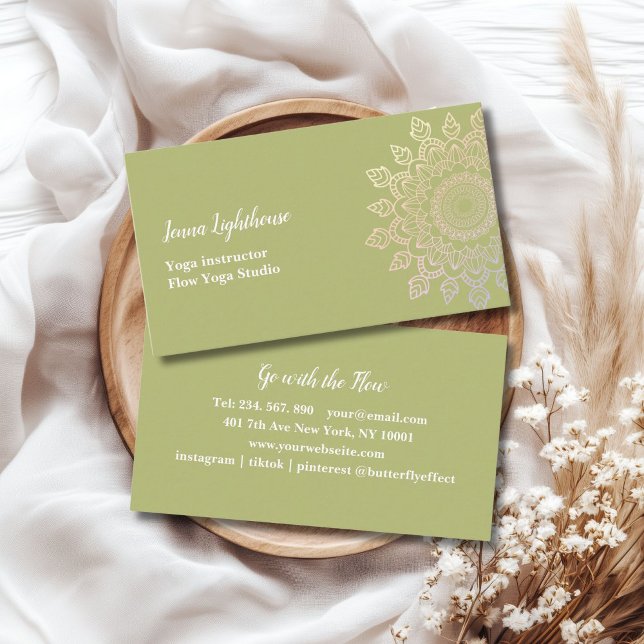 customer specific mandala business card (customer specific mandala soft-green business card)