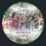 Customer specific Photo Merry Christmas! Wreath  C Classic Round Sticker<br><div class="desc">Merry Christmas! Photo Wreath Design. Insert your photo / text / name and personalise your product quickly & easily.</div>