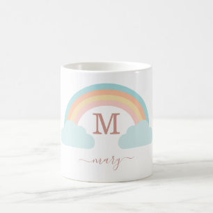Customer specific rainbow, monogram coffee mug