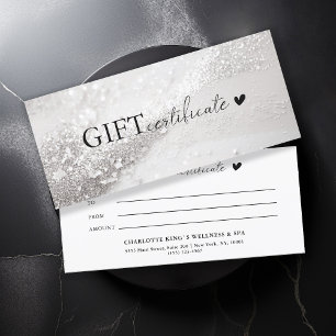 Customer specific, silver glitter, business