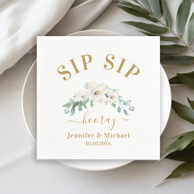 Customer-specific "SIP SIP HOORAY" Flowers Napkins (Creator Uploaded)
