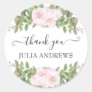 Customer-specific "Thank you!" floral, beautiful Classic Round Sticker