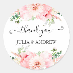 Customer-specific "Thank you!" floral Classic Round Sticker