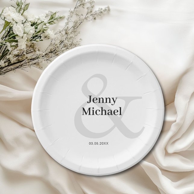 Customer-specific white black ampersand wedding paper plate (Customer-specific white black ampersand wedding paper plates)