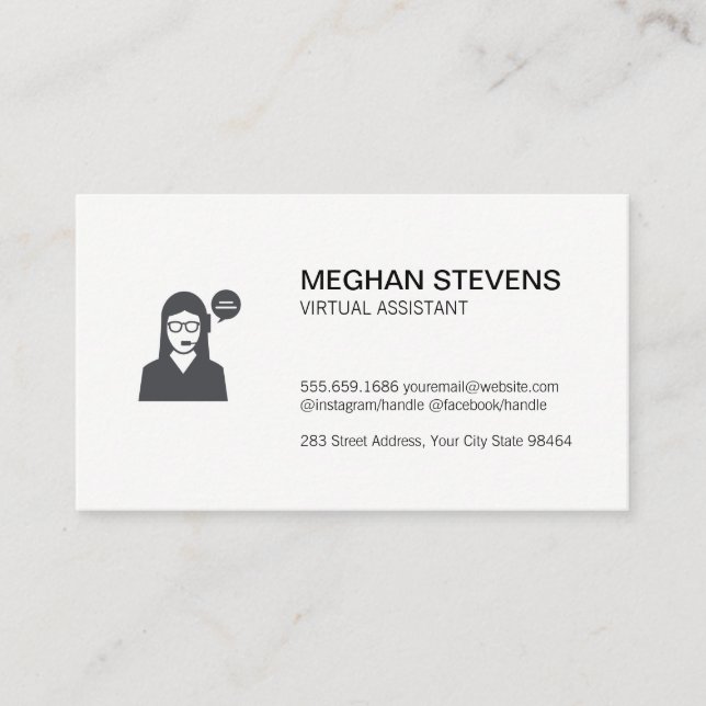 Customer Support Virtual Assistant Appointment Card (Front)