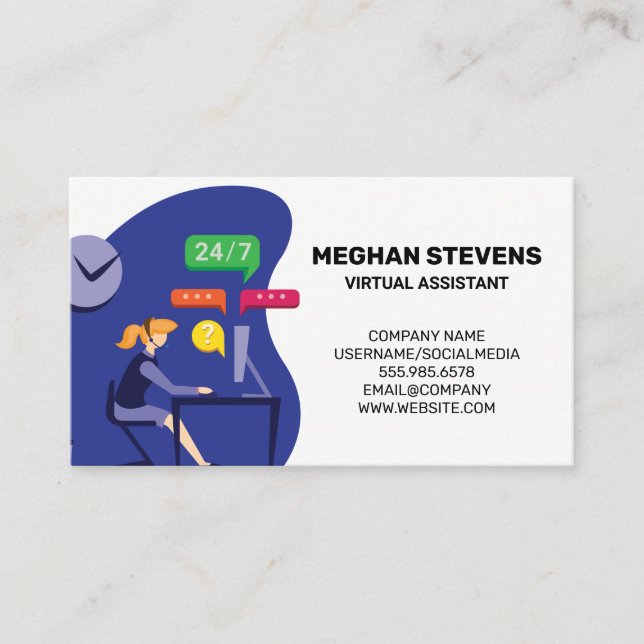 Customer Support Virtual Assistant | Call Centre Appointment Card (Front)
