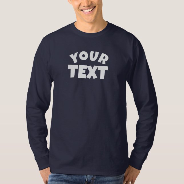 Customer Text Name Mens Long Sleeve Navy Blue T-Shirt (Front)