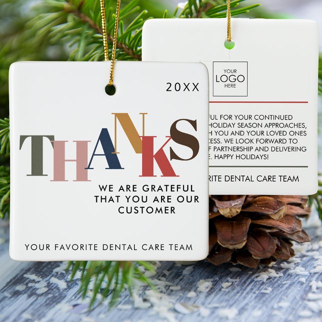 Customer Thank You Company Logo Business Christmas Ceramic Ornament (Creator Uploaded)