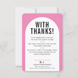 CUSTOMER THANK YOU modern arch candy pink black Card