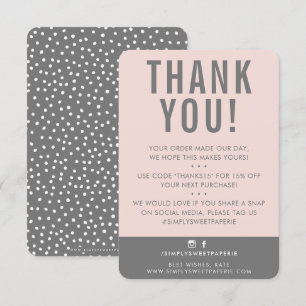 CUSTOMER THANK YOU modern cute blush pink grey Card