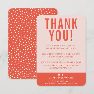 CUSTOMER THANK YOU modern cute blush pink orange Card