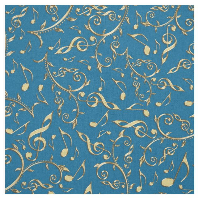 Customiable Colour w Gold Music Notes Floral Fabric (Swatch)