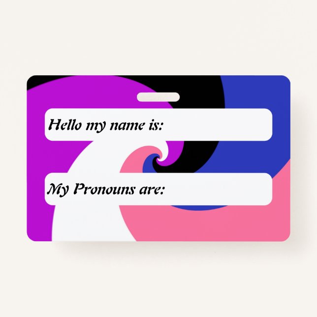 Customiable Groovy Spiral Genderfluid Pride Flag  ID Badge (Front)