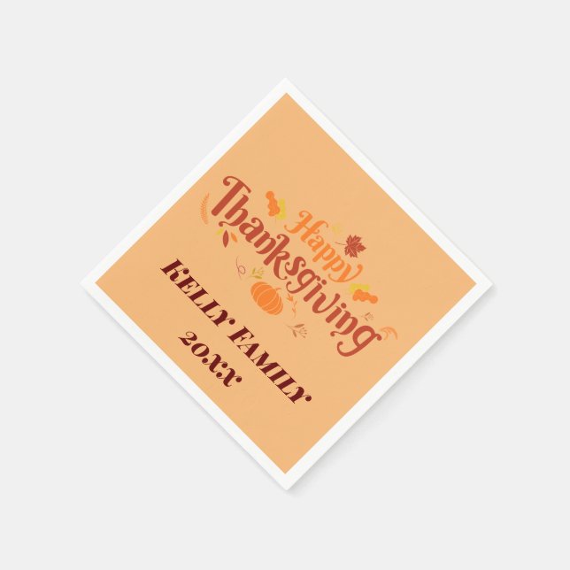 Customiazable Thanksgiving Paper Napkin (Corner)