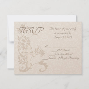 CustomInvites Cross Flourish Wedding RSVP Card