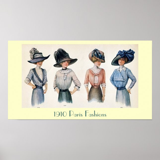 Customisable 1910 Paris Fashions Poster (Front)