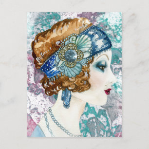 Customisable 1920’s Flapper Lady Invitation Card,  Postcard