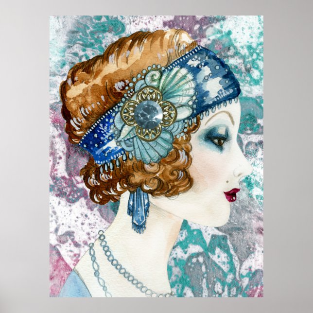 Customisable 1920’s Flapper Lady Poster, Poster (Front)