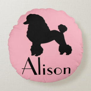 Customisable 1950's Pink Poodle Skirt Round Pillow