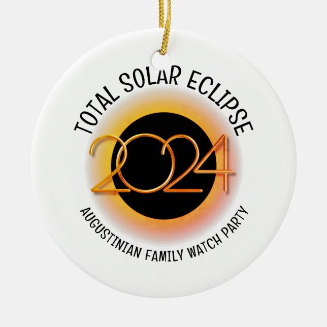 Customisable 2024 TOTAL SOLAR ECLIPSE Ceramic Tree Decoration (Front)