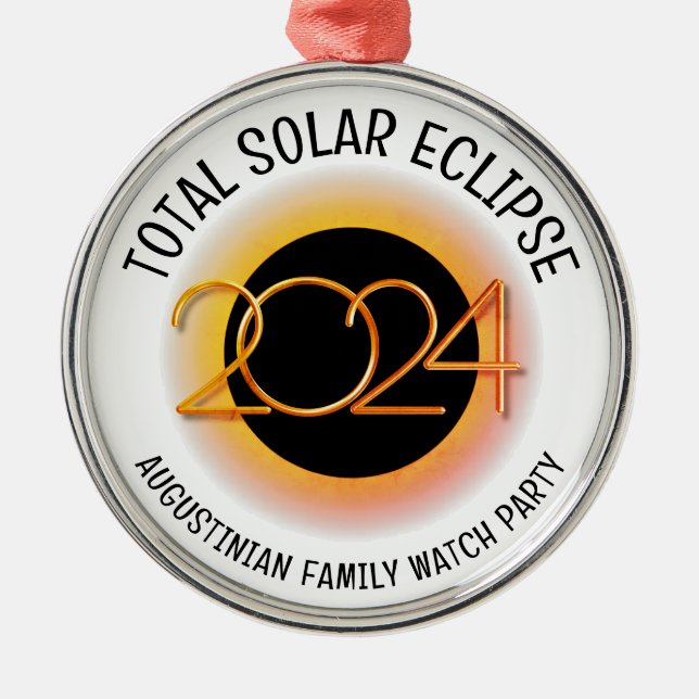 Customisable 2024 TOTAL SOLAR ECLIPSE Metal Tree Decoration (Front)