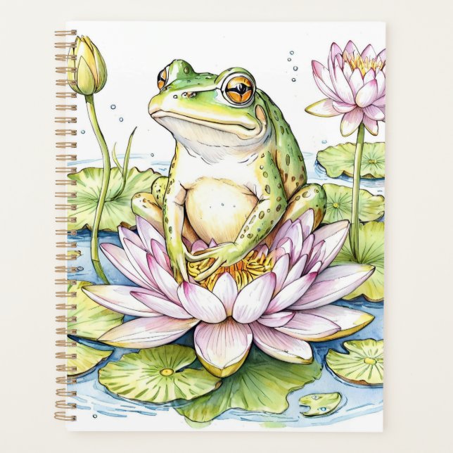 Customisable 2025 , Whimsical Frog, Frog and Lily  Planner (Front)