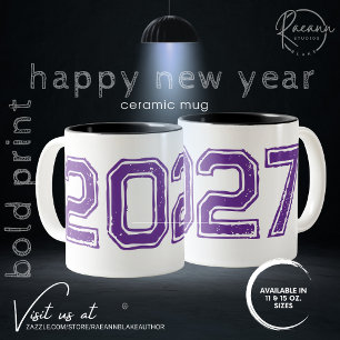 Customisable 2027 Bold Print Two-Tone Ceramic Mug