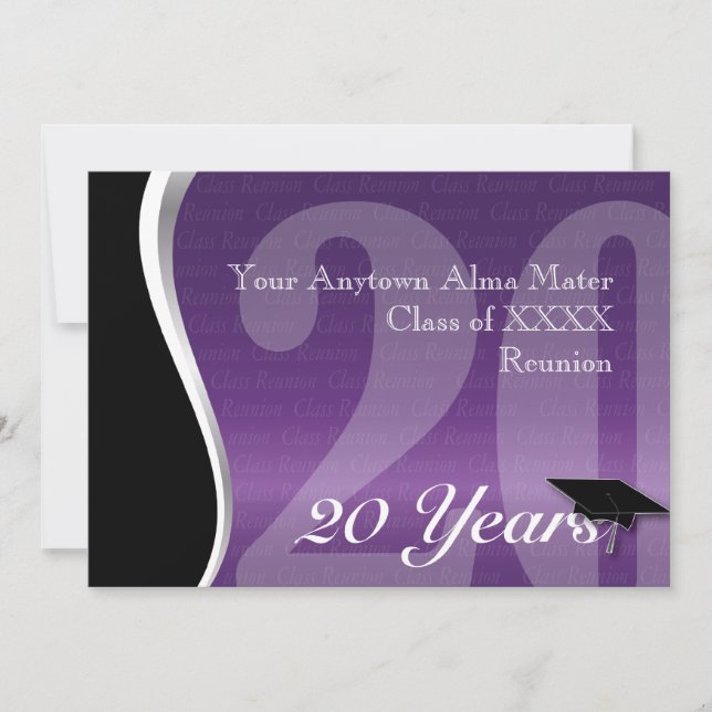 Customisable 20 Year Class Reunion Invitation (Front)