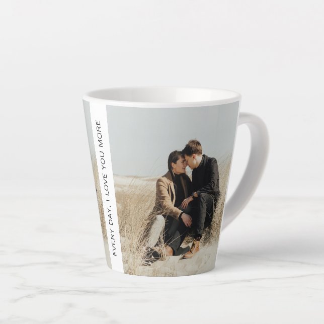 Customisable 2 Photos with Black Text Latte Mug (Right Angle)