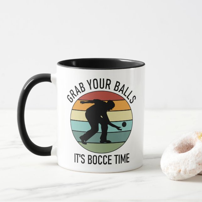 Customisable 2 Sided (Name) Bocce Ball Mug (With Donut)