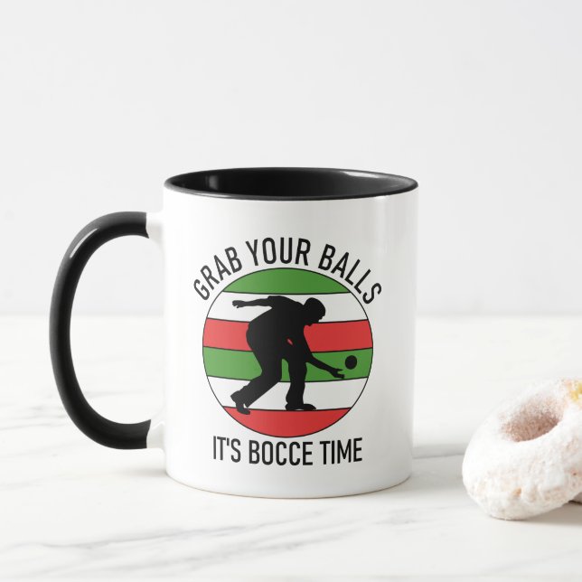 Customisable 2 Sided (Name) Bocce Ball Mug ITALIAN (With Donut)
