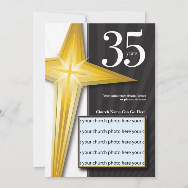 Customisable 35 Year Church Anniversary Invitation (Front)