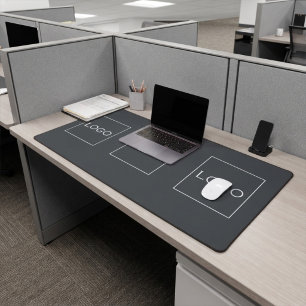 Customisable 3 Logos Charcoal Grey Office Desk Mat