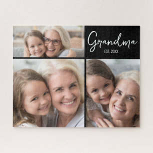 Customisable 3 Photo Grandma Established Year Jigsaw Puzzle
