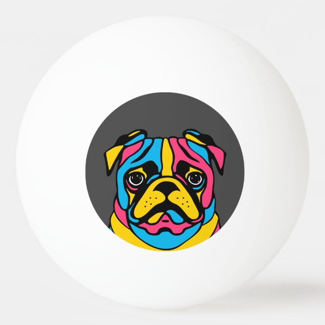 customisable 3 tone pug ping pong ball (Front)