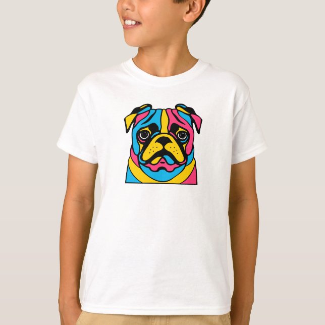 customisable 3 tone pug T-Shirt (Front)