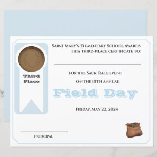 Customisable 3rd Place Award Certificate